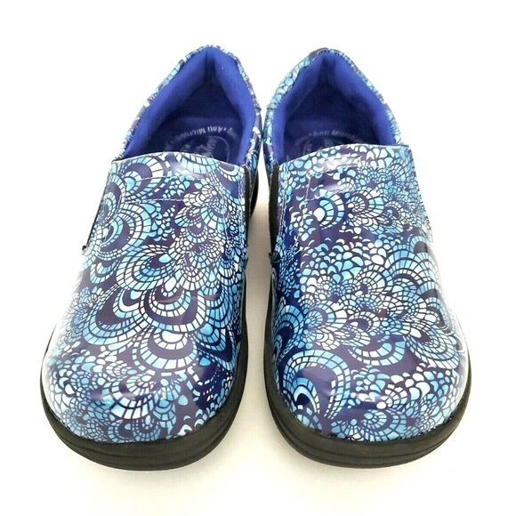 Easy Works by Easy Street Blue Paisley Slip on Clogs Shoes Women's Size 6M - Picture 3 of 12